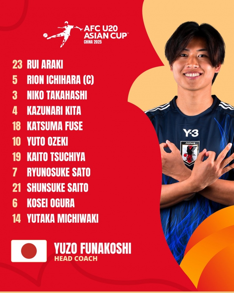  日本U20vs敘利亞U20首發(fā):高橋仁胡、佐藤龍之介出戰(zhàn) 高岡伶颯替補(bǔ)