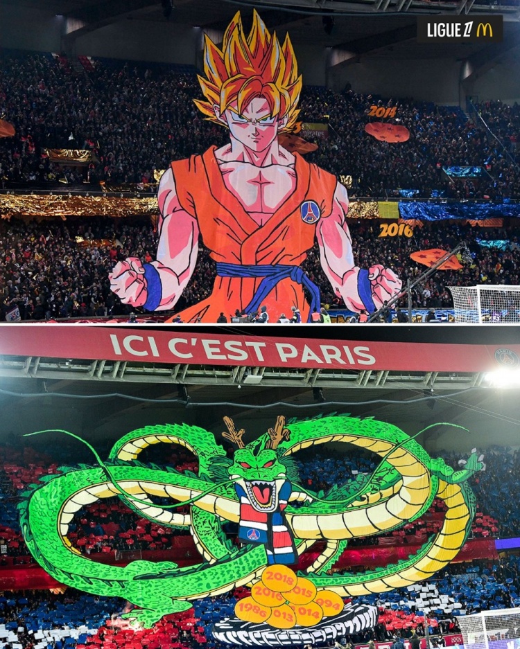  逝世一周年，法甲官推曬昔日巴黎主場龍珠TIFO：鳥山明經(jīng)典永存