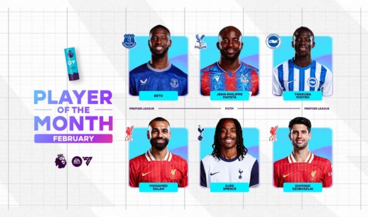  英超2月最佳候選：貝托、馬特塔、明特、薩拉赫、斯賓塞、索博