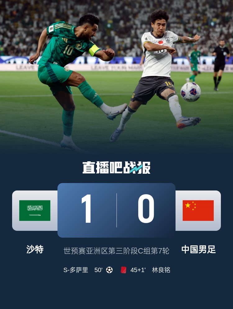  1-0小勝國足終結沙特在18強賽191天的進球荒，上次進球也是戰(zhàn)國足
